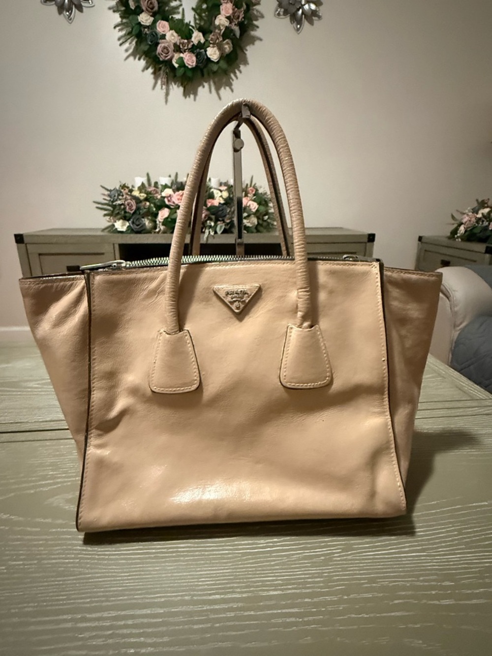 Prada Light Beige Leather Tote with Double Handles - Picture 13 of 17